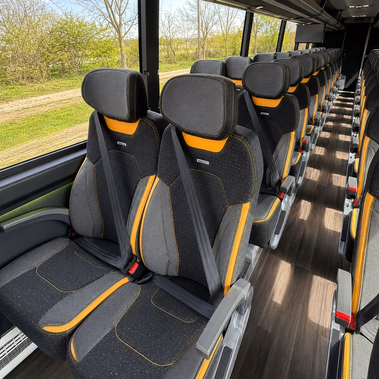 rochester charter bus rental interior